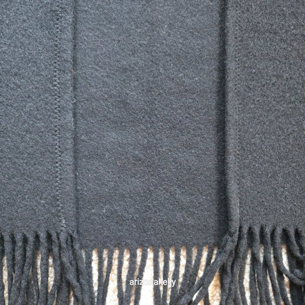 Oversized THICK Wool Wrap Flawless Black Fringe Men's Tall Plus - Picture 3 of 15